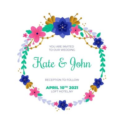 Wedding Floral Frame Invitation Template – Free Download