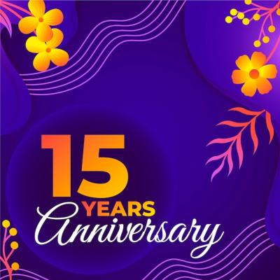 Gradient 15th Anniversary or Birthday Card – Free Download