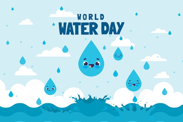 Flat World Water Day Background – Free Download