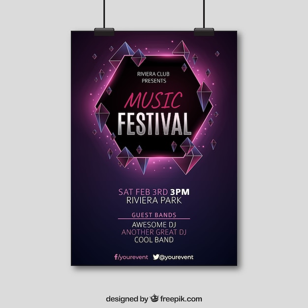 Shiny Modern Poster Concept for Music Party – Free Download