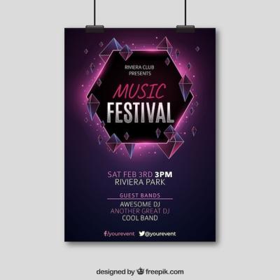 Shiny Modern Poster Concept for Music Party – Free Download