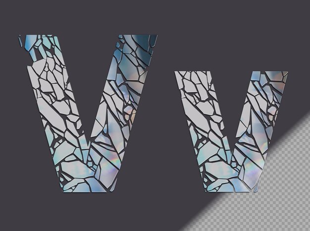 Letter V Crafted from Glass Shards – Free Stock Photo for Download