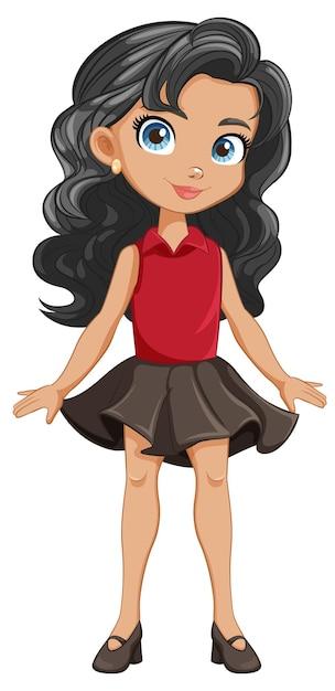 Smiling Cartoon Character Cute Girl in Mini Skirt – Free Download