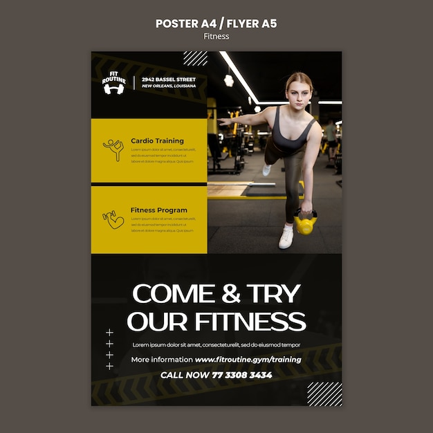 Gym and Fitness Vertical Poster Template – Free Download