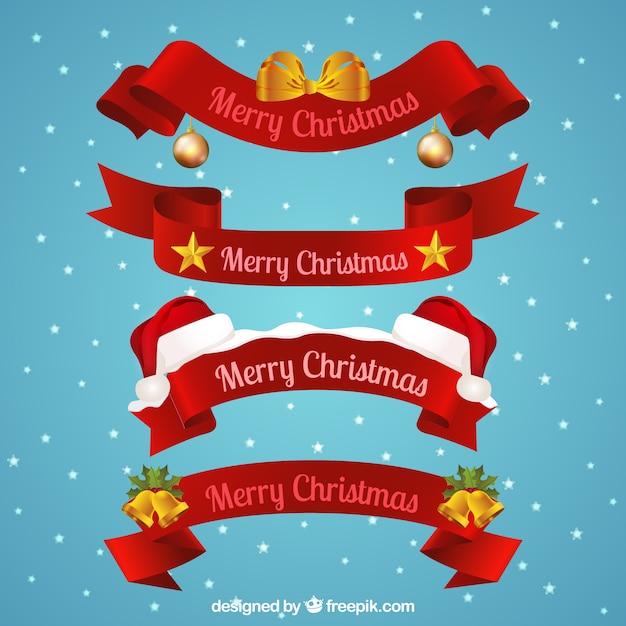 Christmas Ribbons Pack with Decorative Elements – Free Download