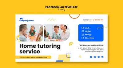 Flat Design Tutoring Job Facebook Template – Free Download