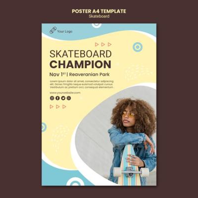 Skateboarding Concept Poster Template – Download Free Stock Photo