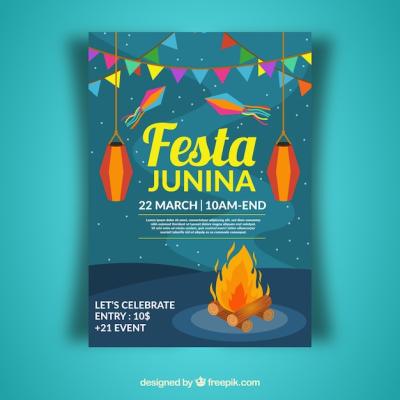 Festa Junina Blue Cover Template – Free Download