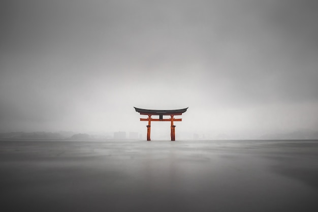 Foggy Floating Torii of Miyajima, Japan During Rain – Free Stock Photo, Download Free