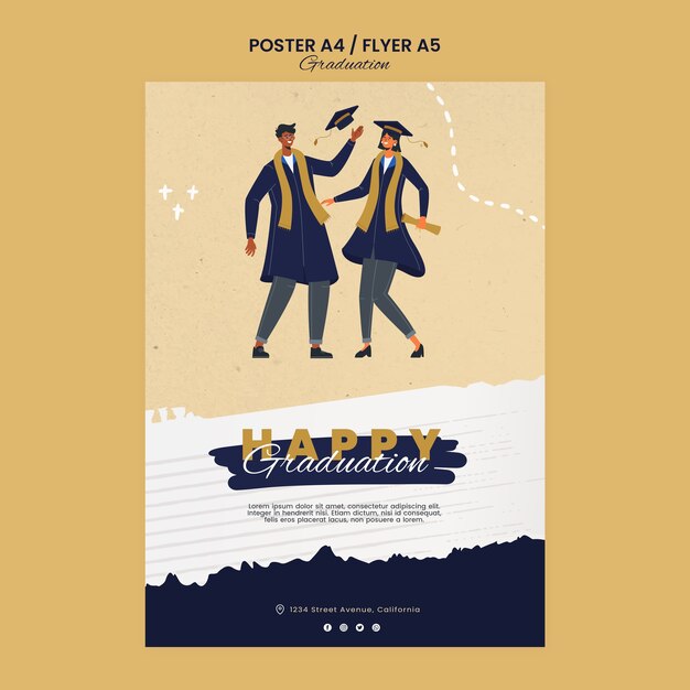 Flat Design Graduation Day Poster Template – Free to Download