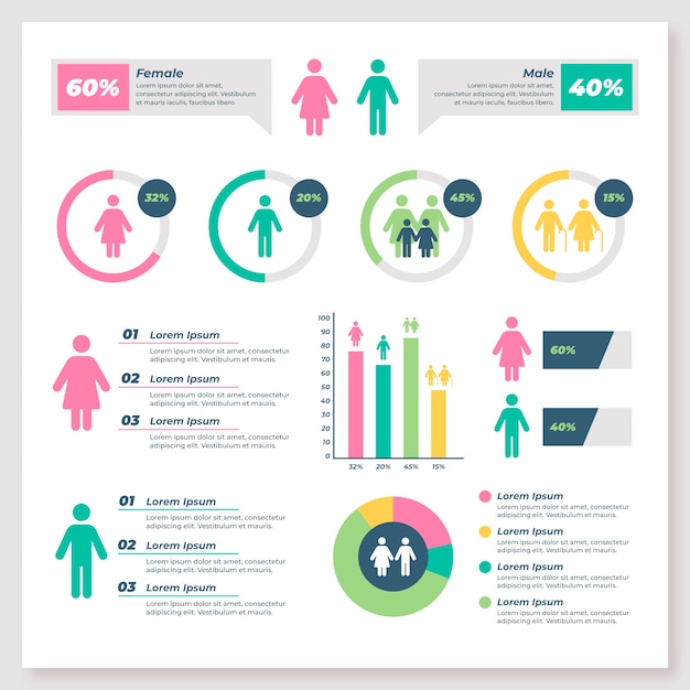 Demographic Chart Design in Flat Style – Free Download