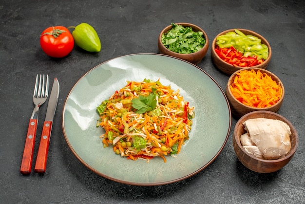 Vegetable Salad with Fresh Ingredients on Grey Table – Free Stock Photo for Download