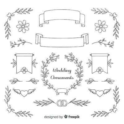 Hand Drawn Wedding Ornaments Collection – Free Download