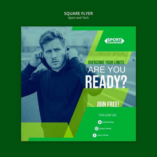 Sport and Tech Square Flyer Template – Download Free Stock Photo