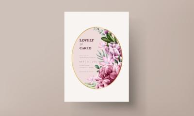 Elegant Purple Watercolor Floral Wedding Invitation Card Template – Free Download