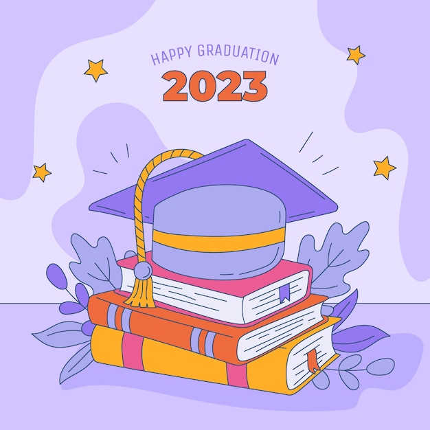 Hand Drawn Illustration for Class of 2023 Graduation – Free Download