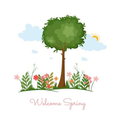 Flat Spring Illustration – Free Download