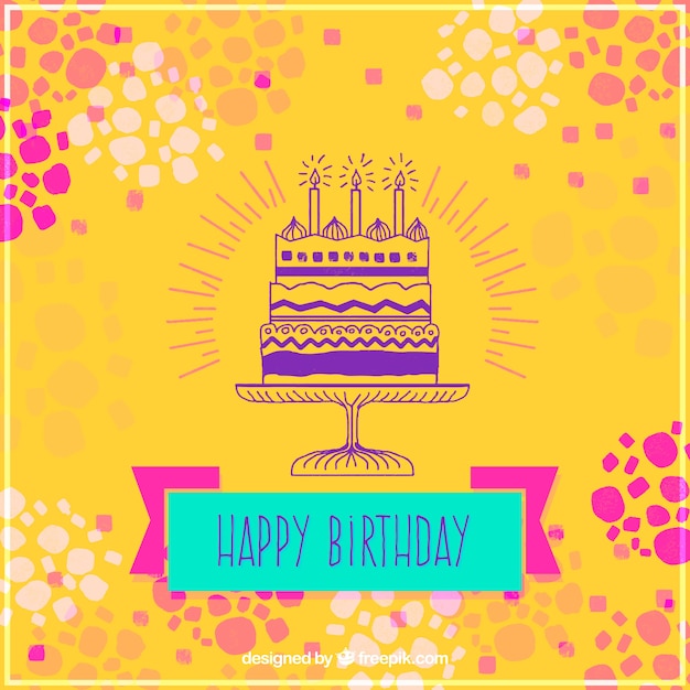 Yellow Birthday Cake Background – Free Download