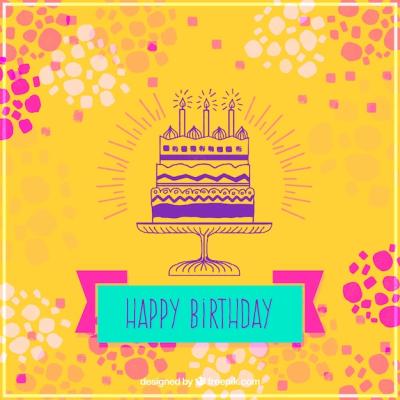 Yellow Birthday Cake Background – Free Download