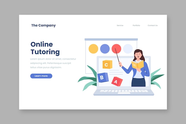 Flat Design Tutoring Landing Page – Free Download