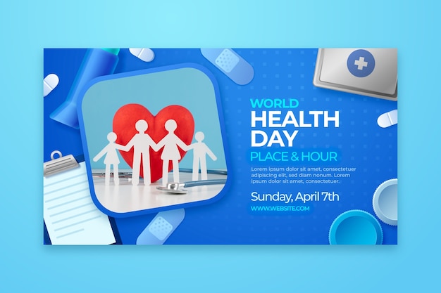 Horizontal Banner Template for World Health Day Awareness – Free Download