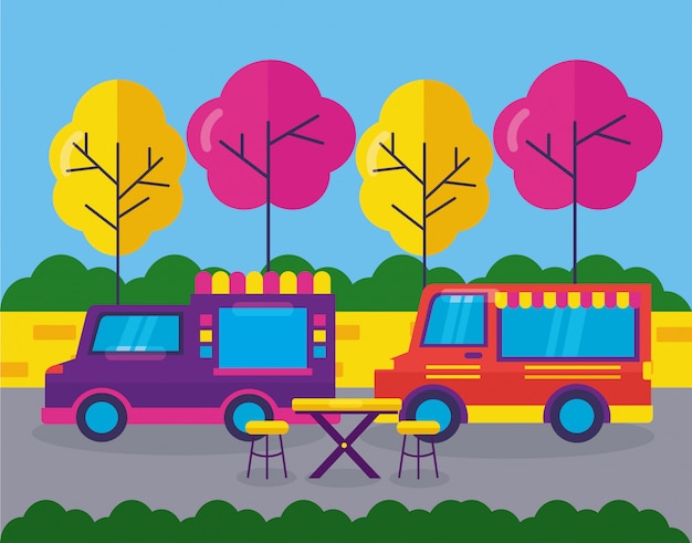 Flat Design Food Trucks Festival – Free Download