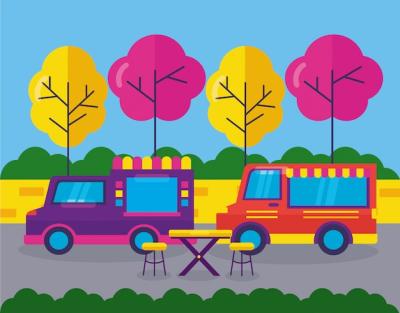 Flat Design Food Trucks Festival – Free Download