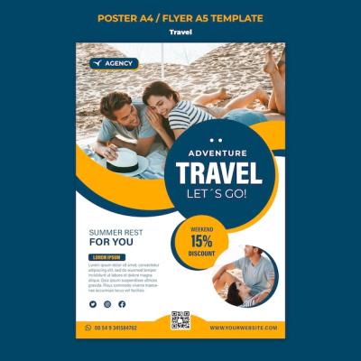 Flat Design Travel Poster and Flyer Template – Free Download