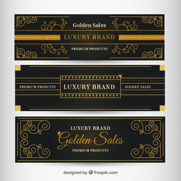 Luxury Golden Decorative Banners for Elegant Designs – Free Download