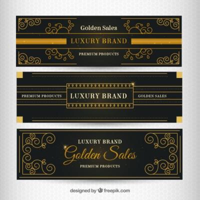 Luxury Golden Decorative Banners for Elegant Designs – Free Download