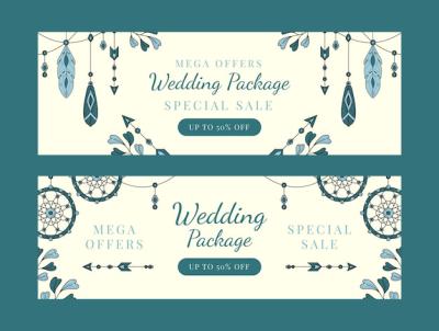 Hand Drawn Boho Wedding Template Design – Free Download