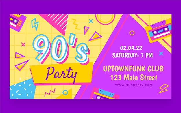 90s Party Social Media Post Template – Free Download