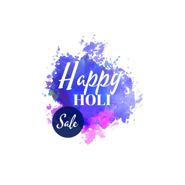 Happy Holi Sale Background with Watercolor Splash – Free Download