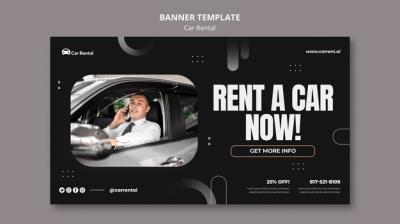 Realistic Car Rental Banner Design Template – Free Download