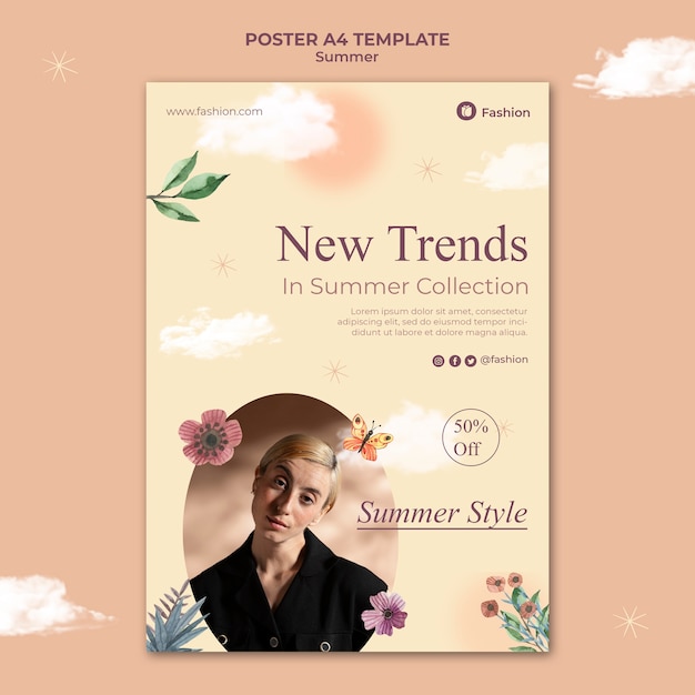 Minimalist Summer Poster Design Template – Free to Download