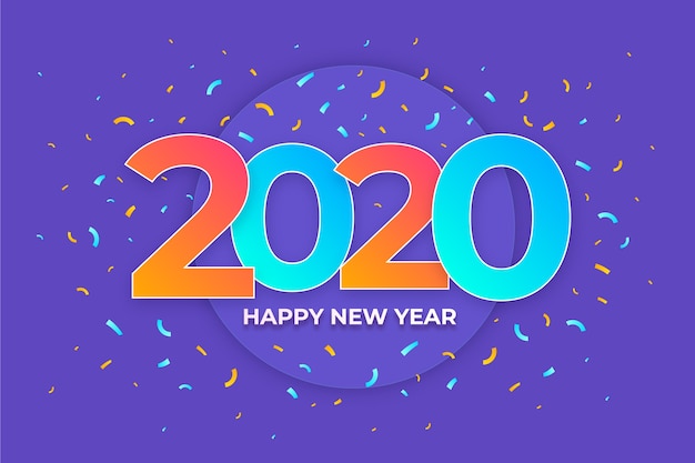 New Year 2020 Background Concept in Paper Style – Free Download