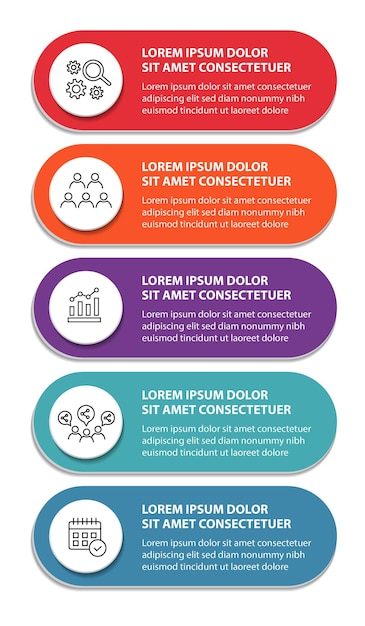 Infographic Flowchart Design Template: 5 Steps – Download Free Stock Photo