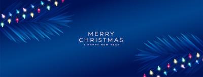 Merry Christmas Party Poster Featuring Colorful Light String – Free Download