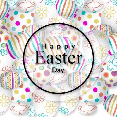 Happy Easter Card with Pattern Background – Free Download