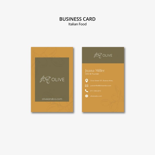 Italian Food Business Card Template – Free Download