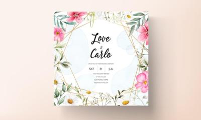 Watercolor Pink Floral Invitation Card Template – Free Download