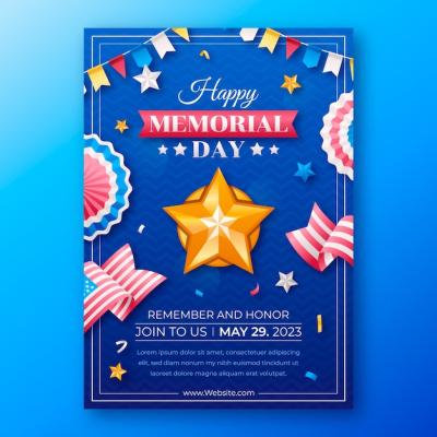 Gradient Vertical Poster Template for Memorial Day Celebration – Free Download