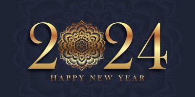 Elegant Happy New Year Banner Design with Golden Mandala – Free Download