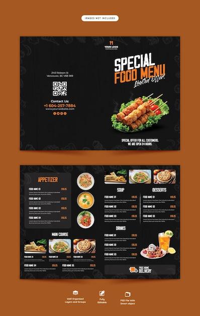 Food Menu and Restaurant Bifold Brochure Template – Free Download