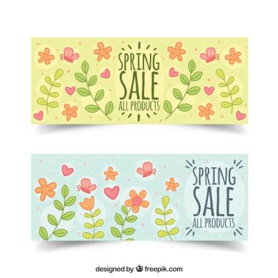 Hand-Drawn Flower Sale Banners – Free to Download