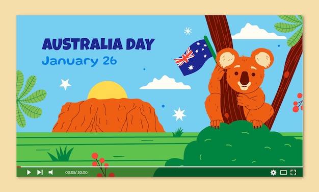 Flat YouTube Thumbnail Design for Australian National Day – Free Download