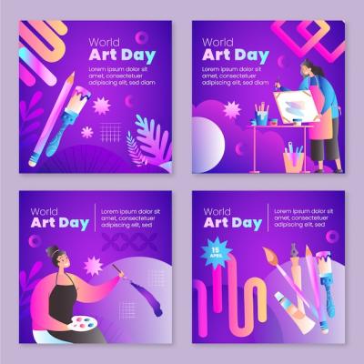 Gradient World Art Day Instagram Posts Collection – Download Free Stock Photos