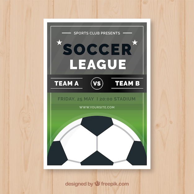 Soccer League Flyer with Flat Style Ball – Free Download