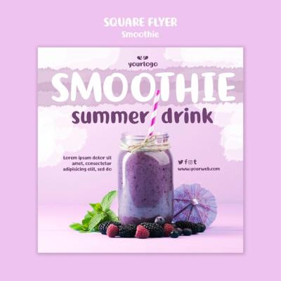 Refreshing Smoothie Square Flyer Template – Free to Download