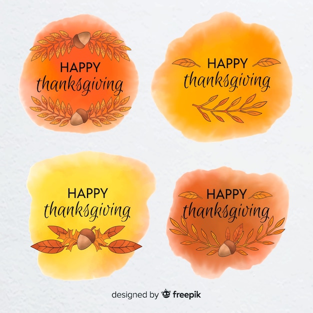 Thanksgiving Day Watercolor Label Collection – Free Download